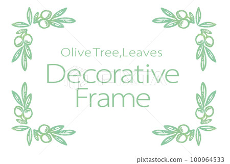 Design frame with olive fruit and leaves. Watercolor style, vector material. Design frame with olive fruit and leaves. Watercolor style, vector material. 100964533