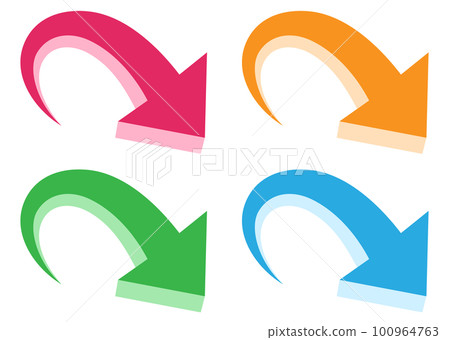 無輪廓的 3D 圓形箭頭的 4 色集 無輪廓的 3D 圓形箭頭的 4 色集 100964763