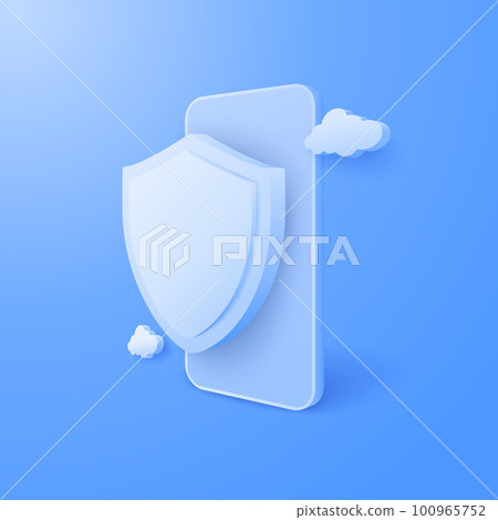 3D Mobile with shield security concept. Digital technology data protection. Application online safety concept. Vector art illustration background 3D Mobile with shield security concept. Digital technology data protection. Application online safety concept. Vector art illustration background 100965752