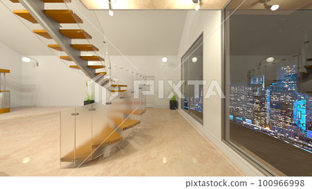 Living room with night view 100966998