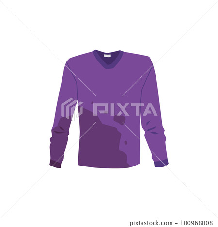 Dirty sweater with stains, laundry concept - flat vector illustration isolated on white background. 100968008