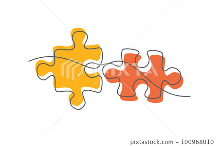 Puzzle One line drawing on white background 100968010