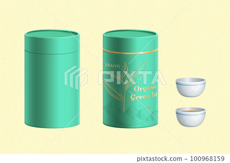 3D tea canister and teacup set 100968159