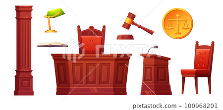 Cartoon courtroom furniture and design elements 100968201