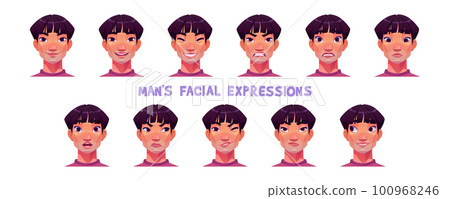 Asian man face, japanese or chinese character 100968246