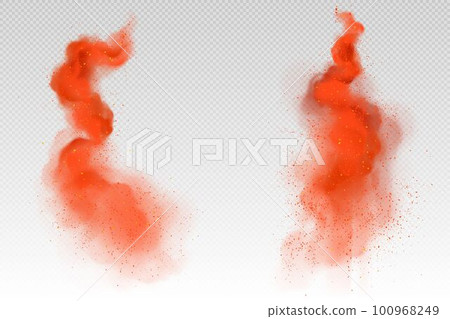 Realistic set of red dust clouds on transparent Realistic set of red dust clouds on transparent 100968249