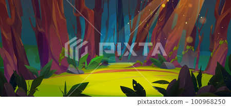 Fantasy forest glade cartoon magic illustration 100968250
