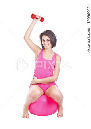 Young woman doing fitness exercise 100969014