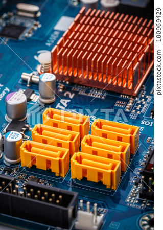Yellow sata sockets Yellow sata sockets 100969429