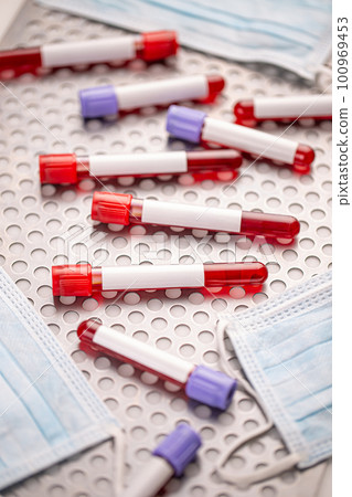 Test tubes with blood samples Test tubes with blood samples 100969453