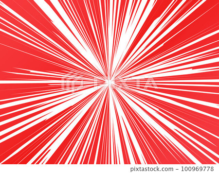 Background material, concentration line, radiation, cartoon, image of effect line, surprise, movement, sense of speed_red 100969778