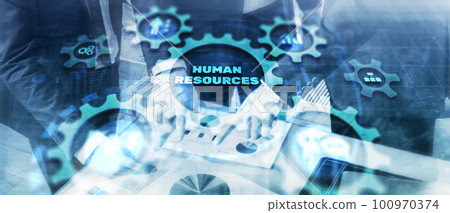 HR management, Human Resources. Recruitment technology and network concept HR management, Human Resources. Recruitment technology and network concept 100970374