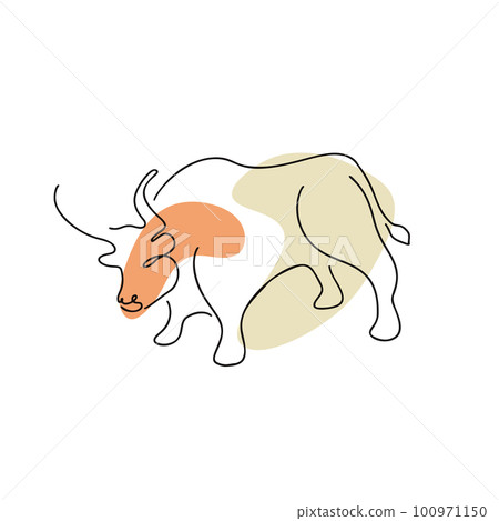 Chinese Zodiac symbol Ox illustration in line art Chinese Zodiac symbol Ox illustration in line art 100971150