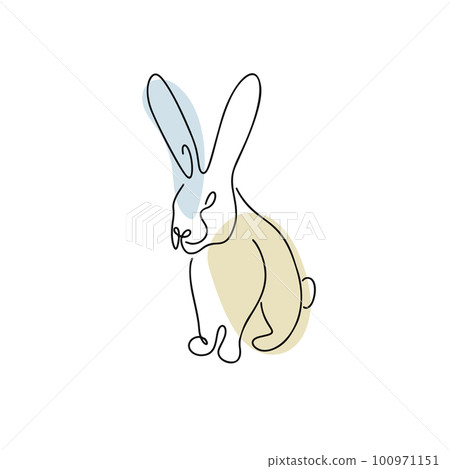 Chinese Zodiac symbol Rabbit illustration in line 100971151
