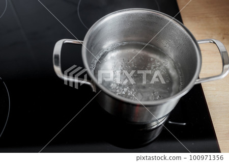 Boiling Water Pan Red Cooking Pot Stove Water Steam Stock Photos - Free &  Royalty-Free Stock Photos from Dreamstime