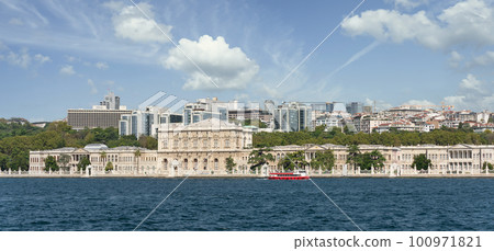 Dolmabahce Palace, or Dolmabahce Sarayi, located in the Besiktas district, Bosphorus, Istanbul, Turkey 100971821