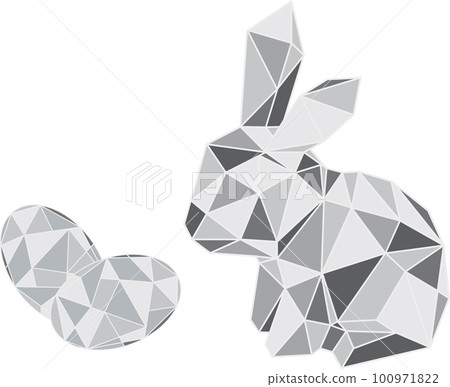 illustration triangle of easter rabbit with easter eggs. illustration triangle of easter rabbit with easter eggs. 100971822