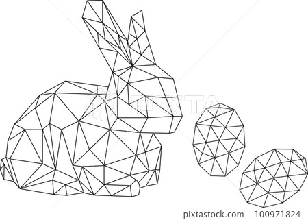 illustration triangle line of rabbit and easter eggs. illustration triangle line of rabbit and easter eggs. 100971824