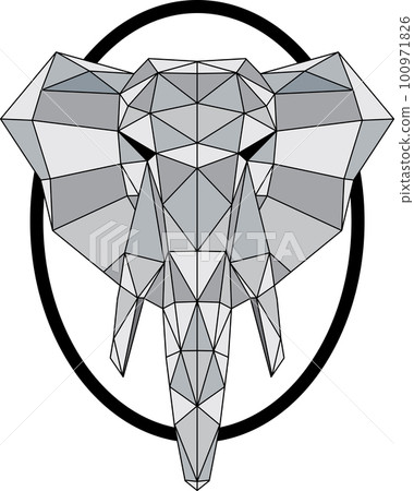 illustration triangle line of elephant with circle. 100971826