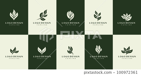 Eco leaf logo. Retro simple leaf logo design. Nature logo design. Eco leaf logo. Retro simple leaf logo design. Nature logo design. 100972361