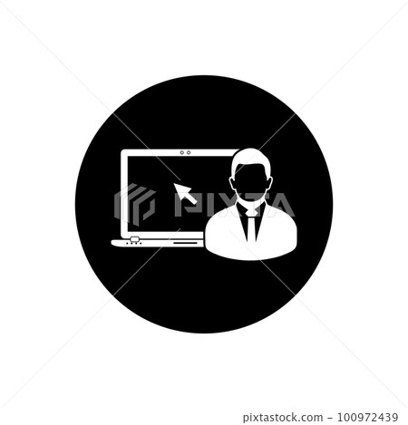 Computer user Icon. Rounded Button style vector EPS. 100972439