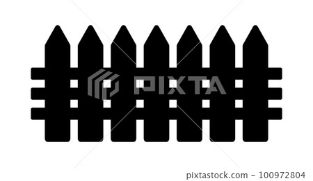 長柵欄剪影圖標。向量。 100972804