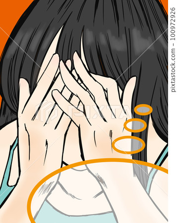 Illustration of a woman covering her face (2) 100972926