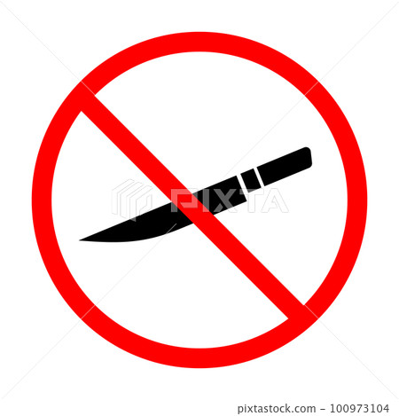 No kitchen knife icon. No knives allowed. vector. No kitchen knife icon. No knives allowed. vector. 100973104