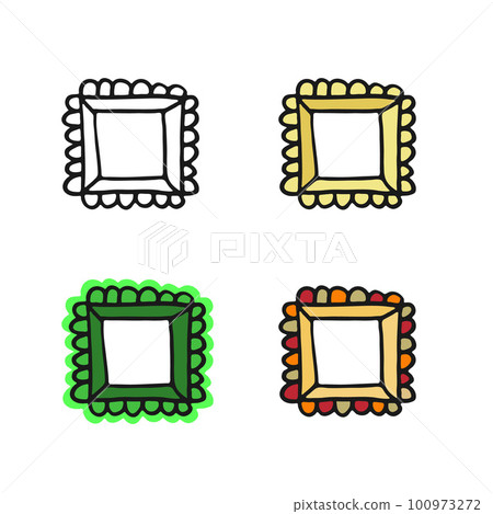 Frames set. Hand drawn decorative doodle ink brush stroke borders, scribbled line, square geometrical shapes for kids cards, photo, web design 100973272