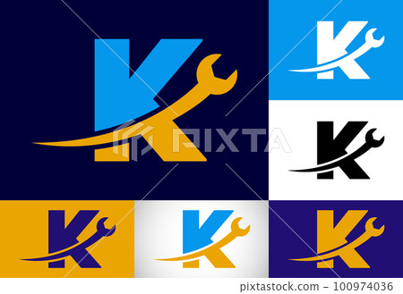 Graphic alphabet with wrench. Logo for mechanical, technology, repair service , automotive business Graphic alphabet with wrench. Logo for mechanical, technology, repair service , automotive business 100974036