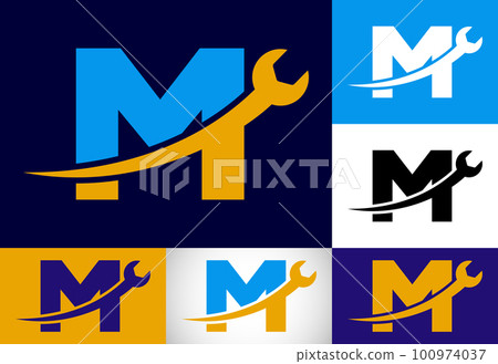 Graphic alphabet with wrench. Logo for mechanical, technology, repair service , automotive business Graphic alphabet with wrench. Logo for mechanical, technology, repair service , automotive business 100974037