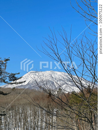 [Shinano Town, Nagano Prefecture] Mt. Kurohime in March seen from the villa area of Daigakumura 100975222