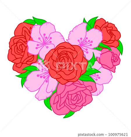 Flowers in heart shape. Flowers in heart shape. 100975621