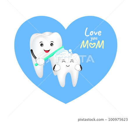 Mom and kid tooth character. Mom and kid tooth character. 100975623