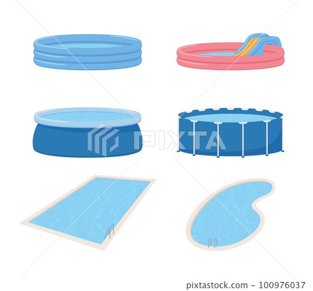 Inflatable pools set of different shapes vector illustration isolated on white. 100976037