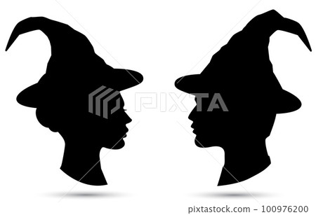 Wizard woman and man vector profile icons Wizard woman and man vector profile icons 100976200