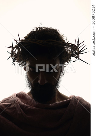 Jesus Christ with crown of thorns 100976214