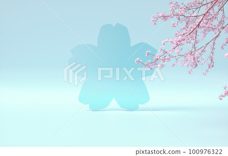 Natural beauty podium backdrop with spring sakura cherry blossom tree branch. Natural beauty podium backdrop with spring sakura cherry blossom tree branch. 100976322