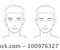 一個年輕人的臉的線條畫插圖 一個年輕人的臉的線條畫插圖 100976327