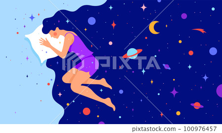 Woman with dream universe 100976457