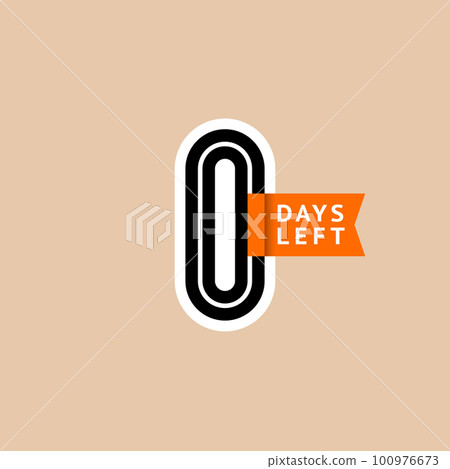 Number 0, countdown left days, the counter of days the start of the event, zero day go sale price offer promo deal timer 100976673