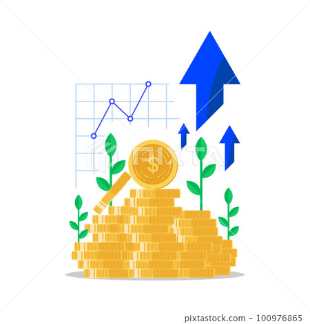 Mutual fund, Income increase, financial strategy performance, interest rate, high return on investment, budget balance, revenue growth, credit money, flat icon, Vector illustration 100976865