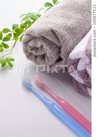 Toothbrush and towel 100977515