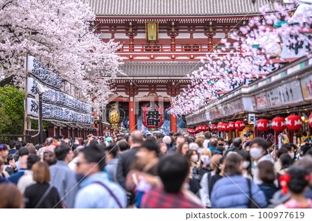 Tokyo cityscape in Japan Wearing a mask for personal judgment ... Sensoji Temple is before the corona disaster ... Foreign tourists also surge ... = March 27 100977619