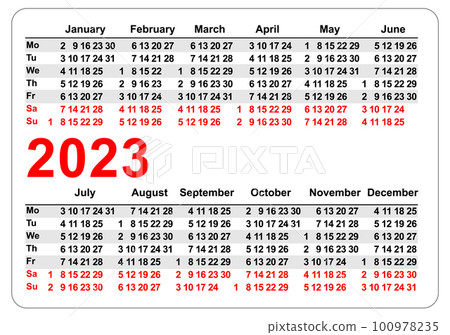 2023 pocket calendar grid template isolated on white vector 2023 pocket calendar grid template isolated on white vector 100978235