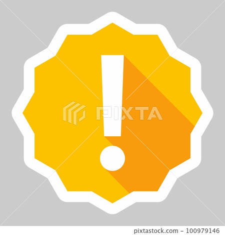 Exclamation mark, Attention sign, Caution icon, Hazard warning symbol, vector mark symbols Yellow style. White stroke design. Isolated icon. Exclamation mark, Attention sign, Caution icon, Hazard warning symbol, vector mark symbols Yellow style. White stroke design. Isolated icon. 100979146