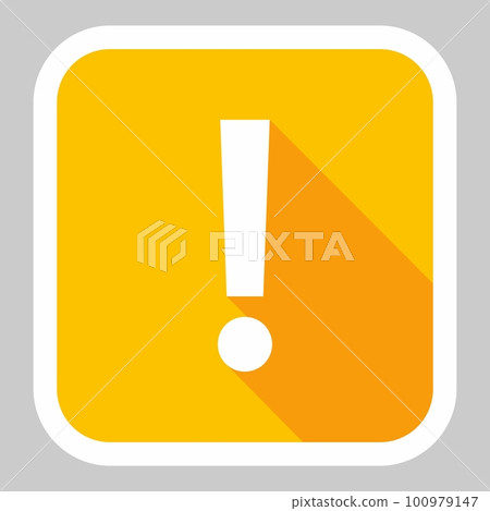 Exclamation mark, Attention sign, Caution icon, Hazard warning symbol, vector mark symbols Yellow style. White stroke design. Isolated icon. 100979147