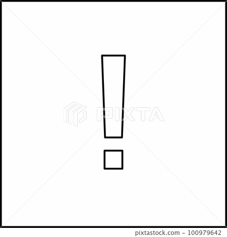 Exclamation mark, Attention sign, Caution icon, Hazard warning symbol, vector mark symbols. Black outline design. Isolated icon. Exclamation mark, Attention sign, Caution icon, Hazard warning symbol, vector mark symbols. Black outline design. Isolated icon. 100979642