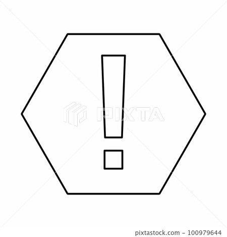 Exclamation mark, Attention sign, Caution icon, Hazard warning symbol, vector mark symbols. Black outline design. Isolated icon. 100979644