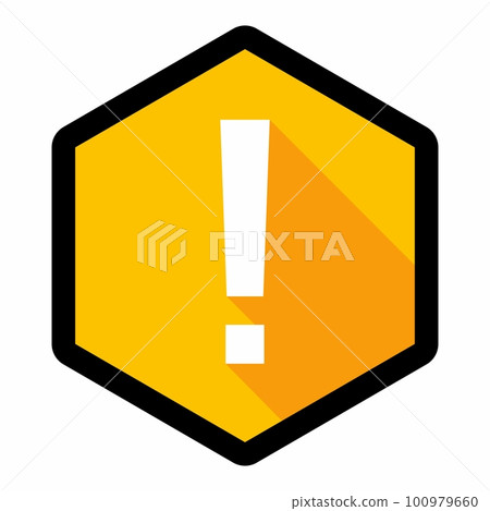 Exclamation mark, Attention sign, Caution icon, Hazard warning symbol, vector mark symbols Yellow style. Black stroke design. Isolated icon. Exclamation mark, Attention sign, Caution icon, Hazard warning symbol, vector mark symbols Yellow style. Black stroke design. Isolated icon. 100979660
